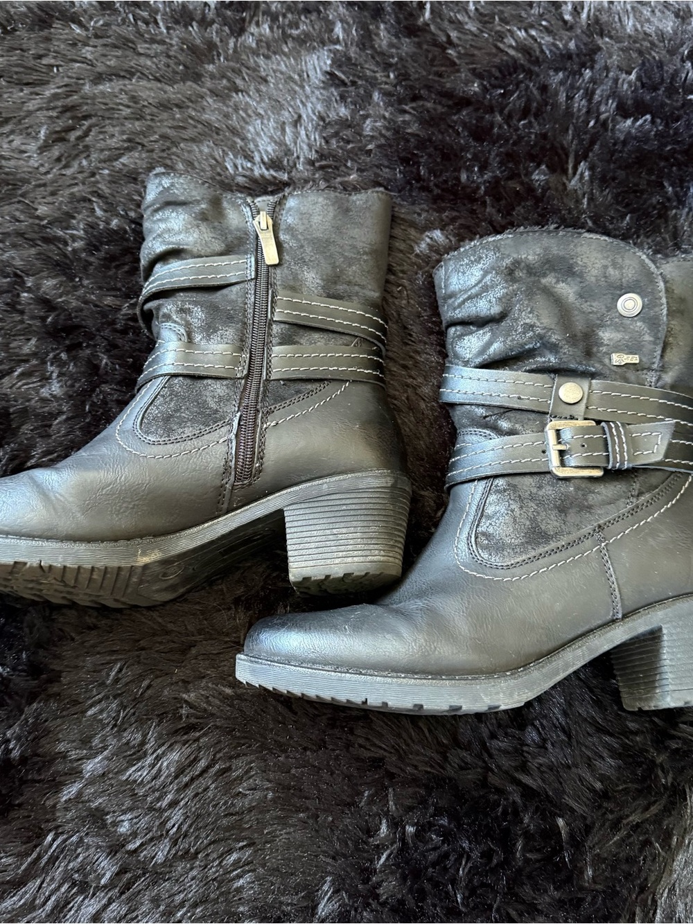 Women’s Spring Step Black Ankle Boots with Buckle Detail
